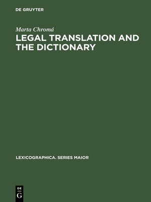 cover image of Legal Translation and the Dictionary